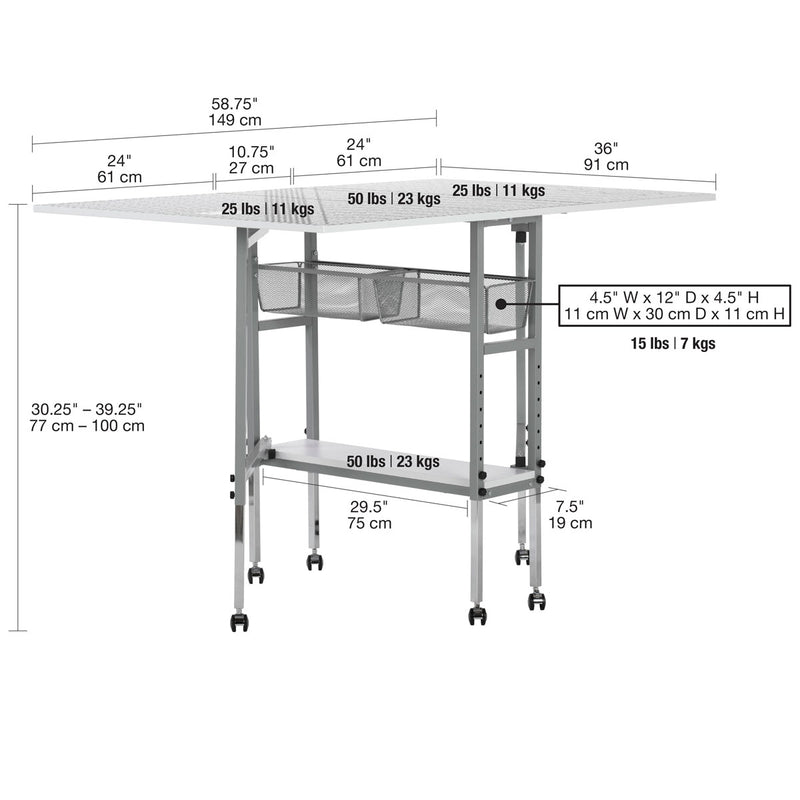 Grid Topped Cutting Table.